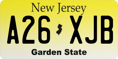 NJ license plate A26XJB