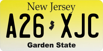 NJ license plate A26XJC