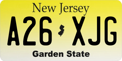 NJ license plate A26XJG