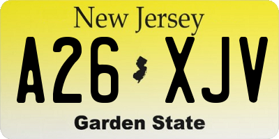 NJ license plate A26XJV