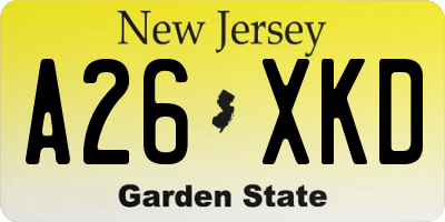 NJ license plate A26XKD