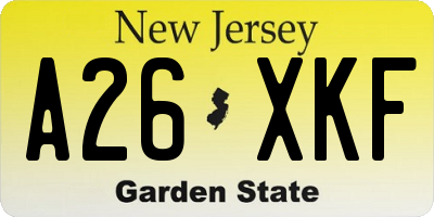 NJ license plate A26XKF