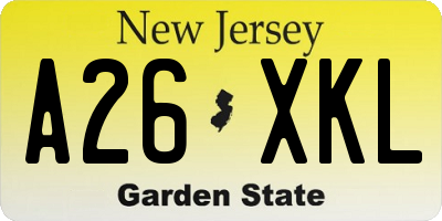 NJ license plate A26XKL