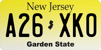 NJ license plate A26XKO