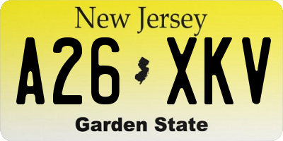 NJ license plate A26XKV