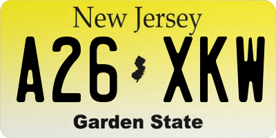 NJ license plate A26XKW