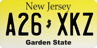 NJ license plate A26XKZ