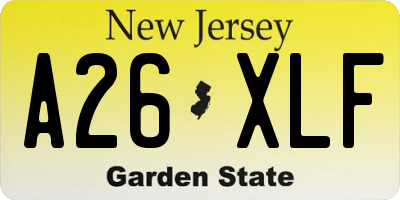 NJ license plate A26XLF