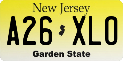 NJ license plate A26XLO