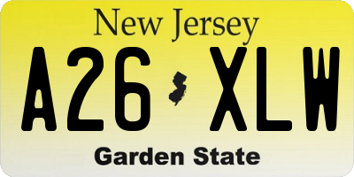 NJ license plate A26XLW