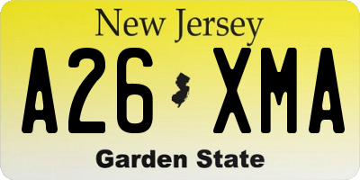 NJ license plate A26XMA