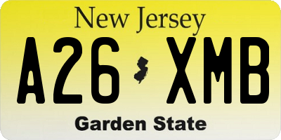 NJ license plate A26XMB