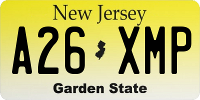 NJ license plate A26XMP