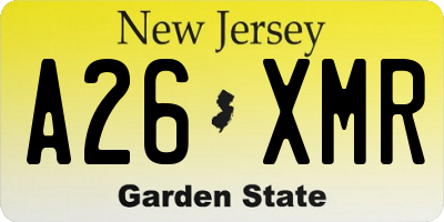 NJ license plate A26XMR