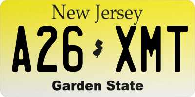 NJ license plate A26XMT