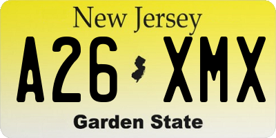 NJ license plate A26XMX