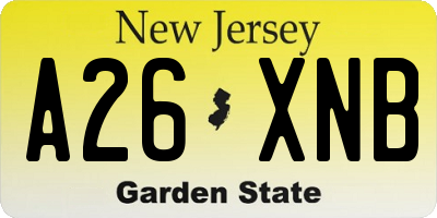 NJ license plate A26XNB