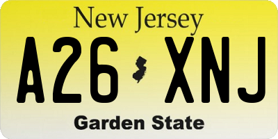 NJ license plate A26XNJ