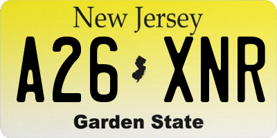 NJ license plate A26XNR