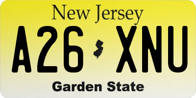 NJ license plate A26XNU
