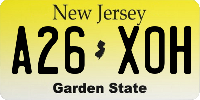 NJ license plate A26XOH
