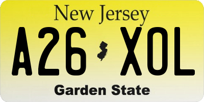 NJ license plate A26XOL