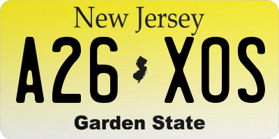 NJ license plate A26XOS
