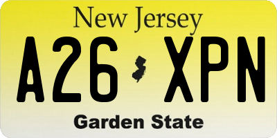 NJ license plate A26XPN