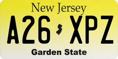 NJ license plate A26XPZ