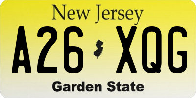 NJ license plate A26XQG