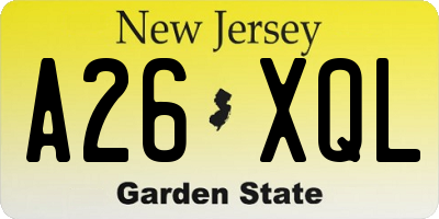 NJ license plate A26XQL