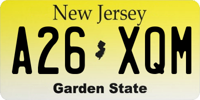 NJ license plate A26XQM