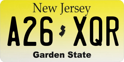 NJ license plate A26XQR