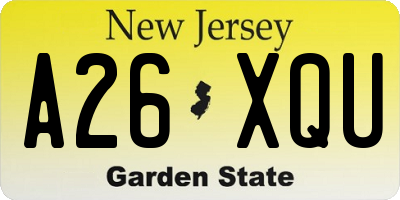 NJ license plate A26XQU