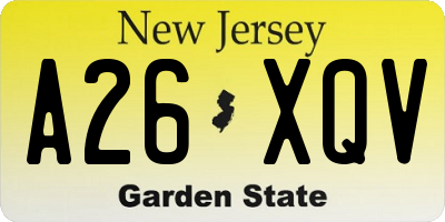 NJ license plate A26XQV