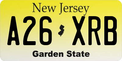 NJ license plate A26XRB