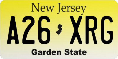 NJ license plate A26XRG