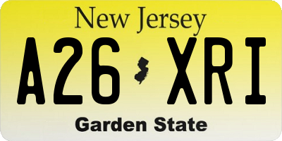 NJ license plate A26XRI