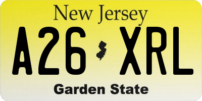 NJ license plate A26XRL