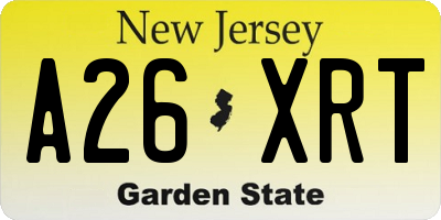 NJ license plate A26XRT