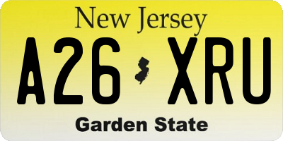 NJ license plate A26XRU