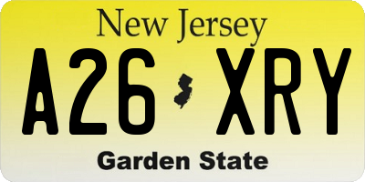 NJ license plate A26XRY