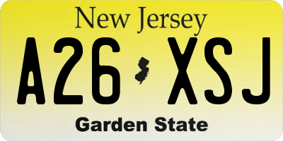 NJ license plate A26XSJ