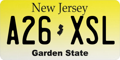 NJ license plate A26XSL