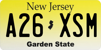 NJ license plate A26XSM