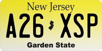 NJ license plate A26XSP
