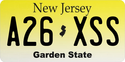 NJ license plate A26XSS