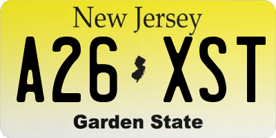 NJ license plate A26XST
