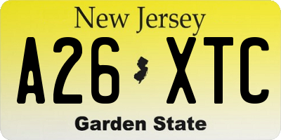 NJ license plate A26XTC