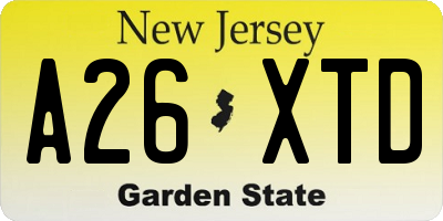NJ license plate A26XTD